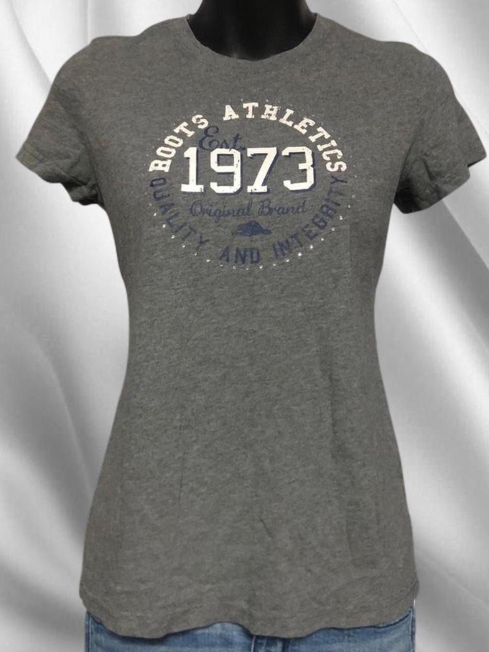 00s Roots Grey Rhinestone Tee - Picture 1 of 6